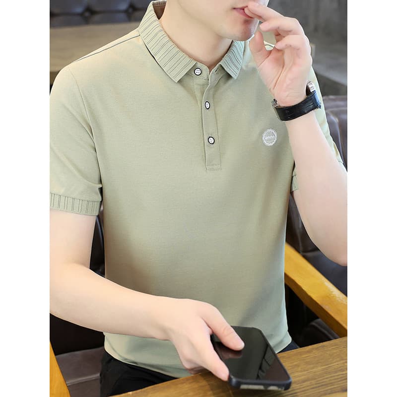 2025 novo estilo lapela camisa POLO masculina verão cor sólida manga curta camiseta High-End All-Match metade
