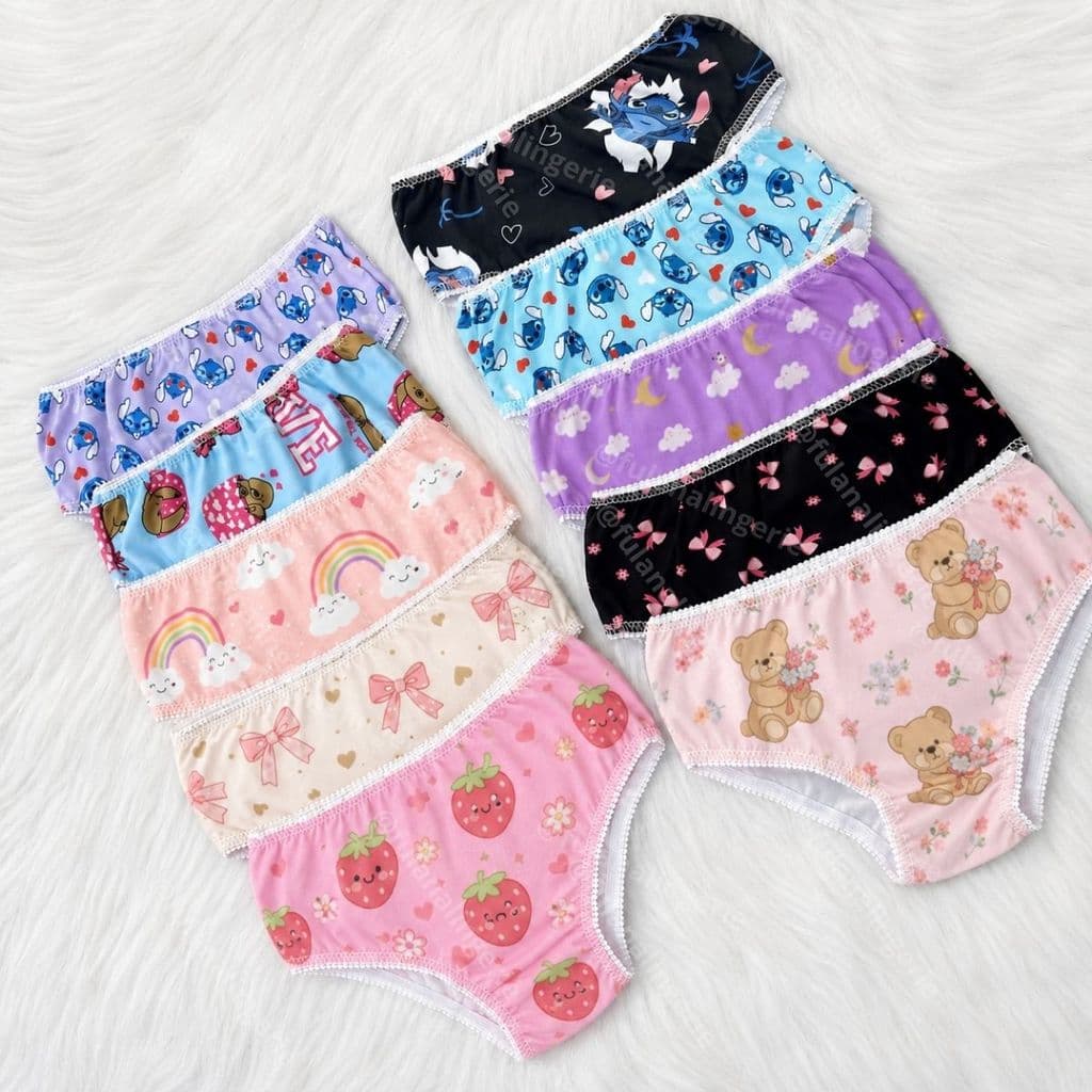 Kit Calcinhas Infantil Menina Estampadas Confortáveis Dia a Dia - Valentina