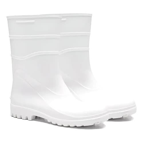 Bota Galocha Branca Cano Medio Pvc Impermeavel Açougue Protetor