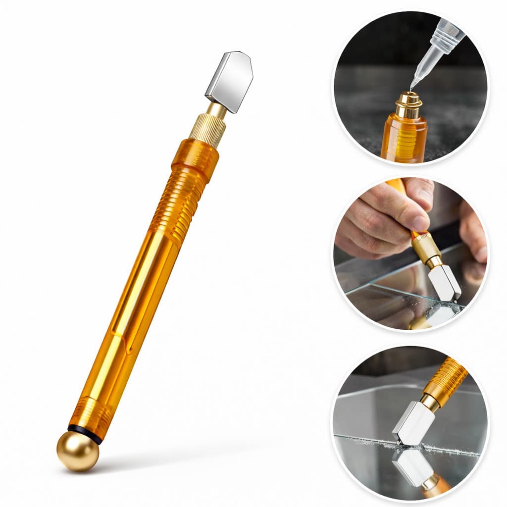 Cortador Corta Vidro Espelho Diamante Manual Estilete Óleo