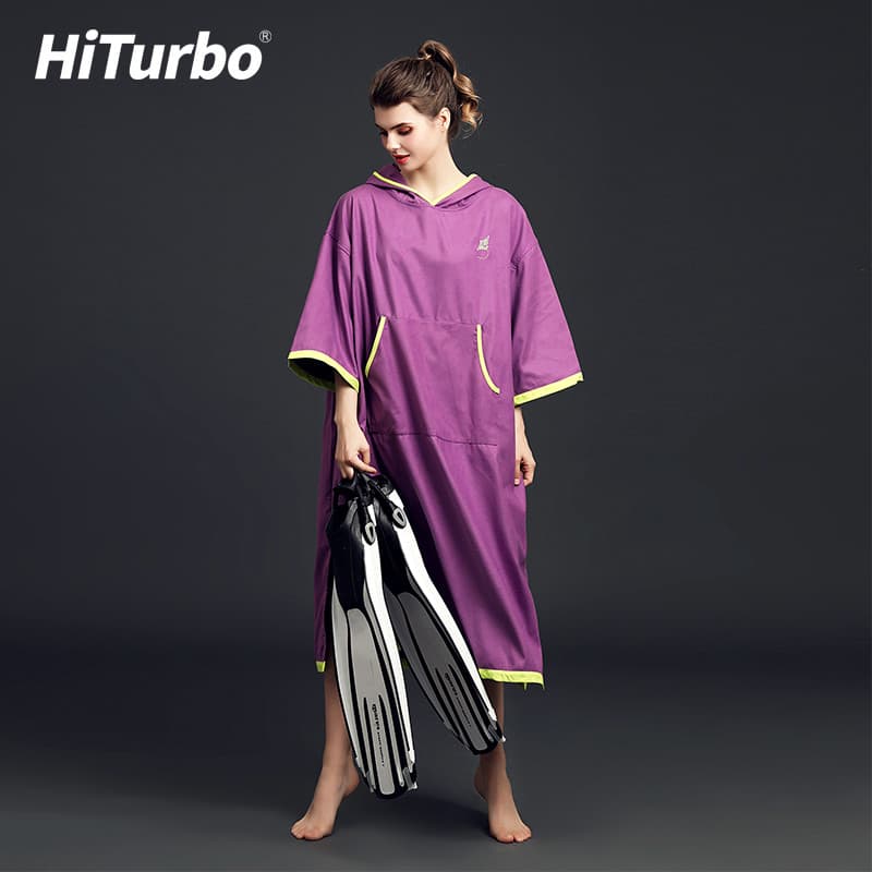 HiTurbo capa bordada praia de secagem rápida mergulho natação surf primavera quente vestir capa absorver água protetor s