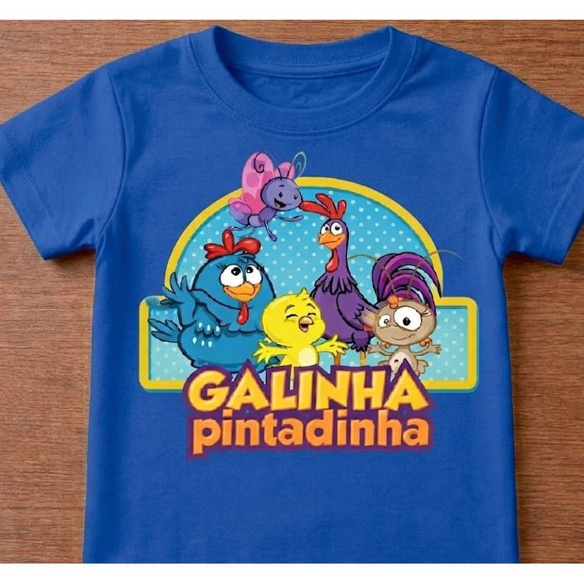 Camiseta Infantil Galinha Pintadinha 100% Algodão Premium Festa Aniversário Unissex Moda Infantil Galo Sitio Criança