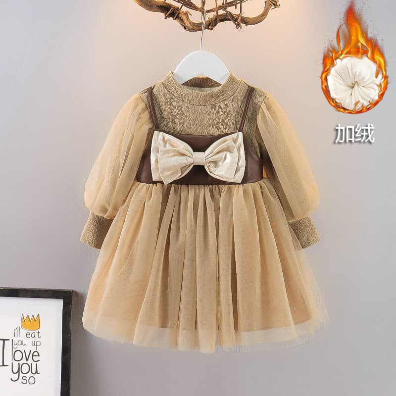 Crianças pequenas roupas meninas velo-vestido de lã 2022 outono inverno roupas do bebê moda vestido de princesa elegante