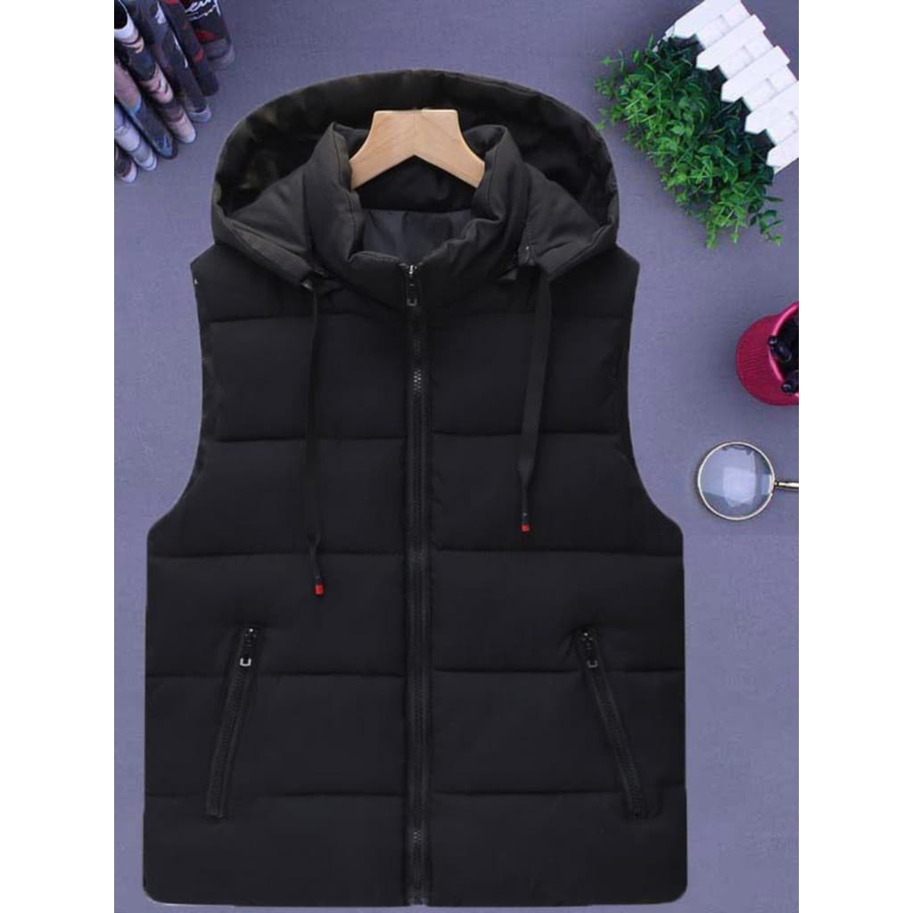 Capuz destacável outono inverno bonito masculino feminino estudante colete na moda para baixo colete de algodão casal co