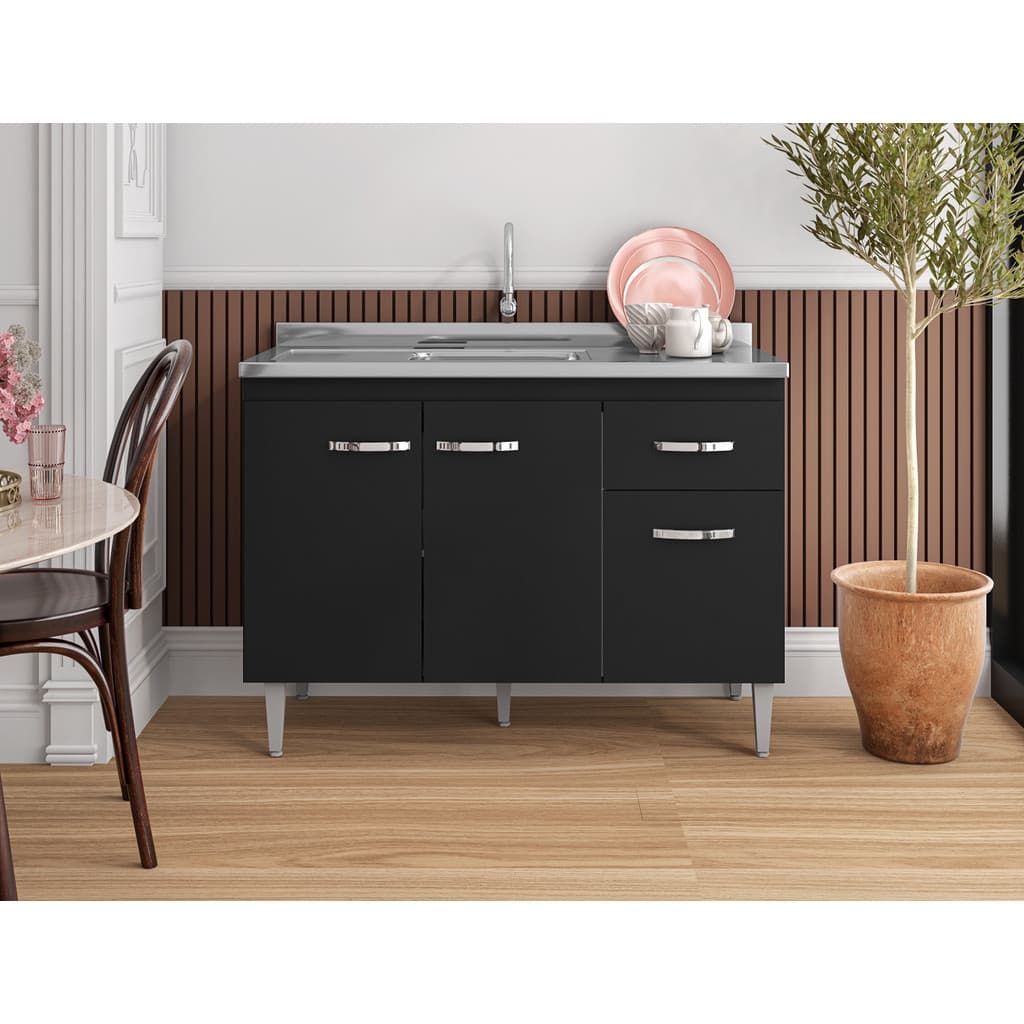 Balcão Cozinha Gabriela 120cm Gabinete Organizador