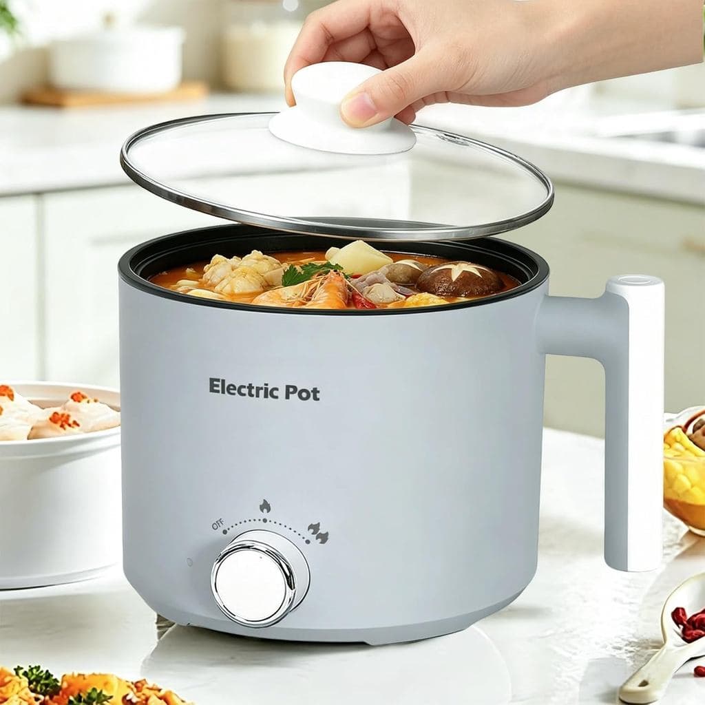 Panela elétrica de 1,5 litros, panela portátil para macarrão de 600 watts, mini panela elétrica antiaderente. Muito adeq