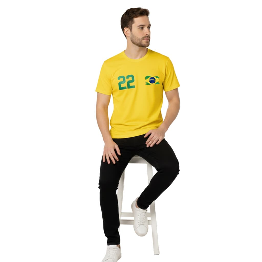 Camiseta do Brasil Masculina Número 22 | Torcedor Patriota | Estilo Futebol e Torcida