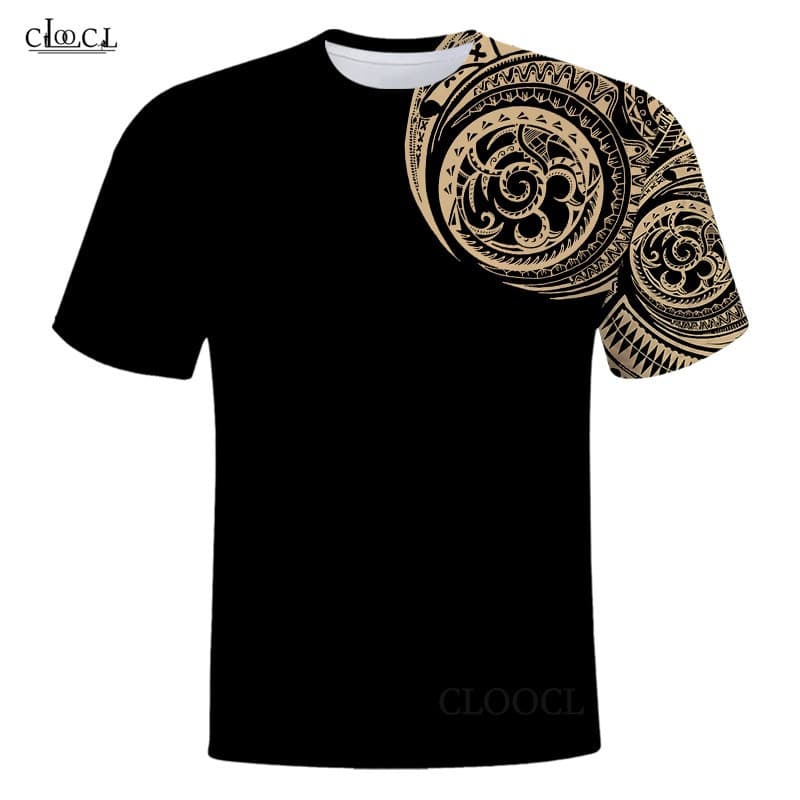 Camiseta Masculina Viking Tatuagem Estilo Polinésia 3D Impresso Camisa Harajuku Verão Manga Curta Casual Unisex Topos