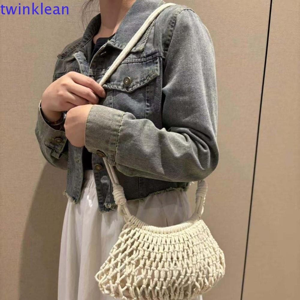 Bolsa De Ombro De Crochê TWINKLEAN , Rede Leve Tecido Crossbody , Grande Capacidade