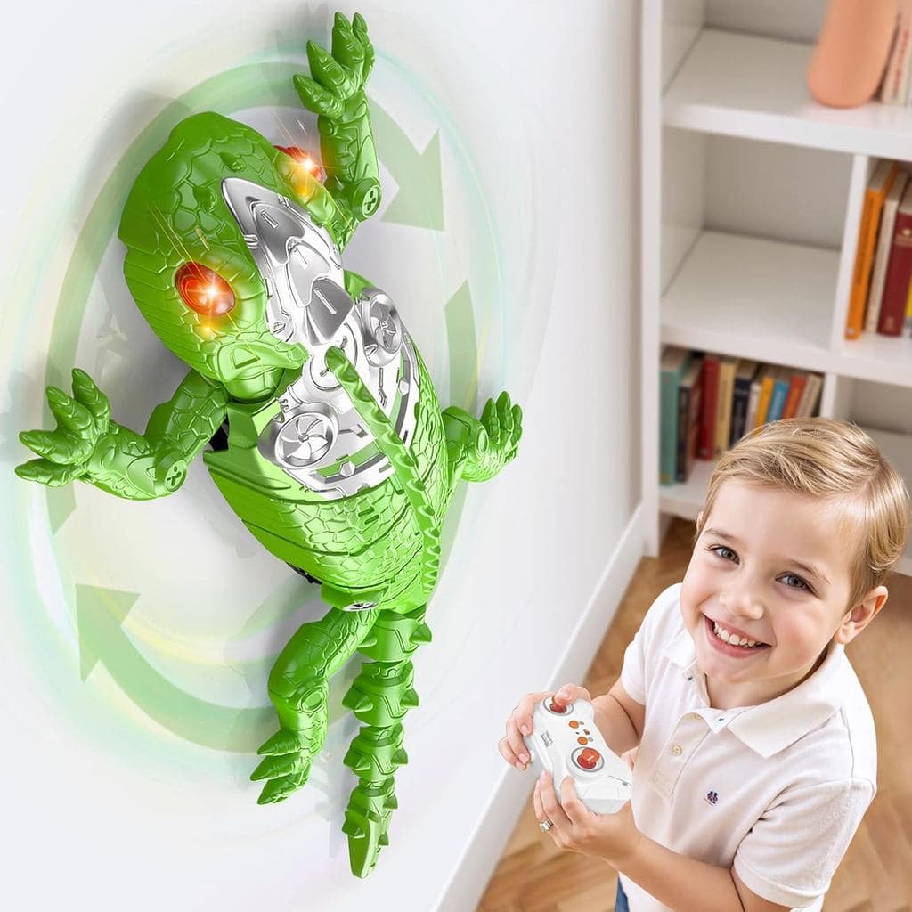 Gecko rastejante em paredes, brinquedo robô controlado remotamente para crianças, modo duplo para rastejar no chão/pared