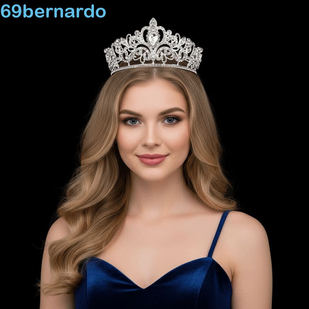 Coroa Barroca BERNARDO , Elegante De Tiara Rainha Ajustável , De Strass De Princesa Brilhante