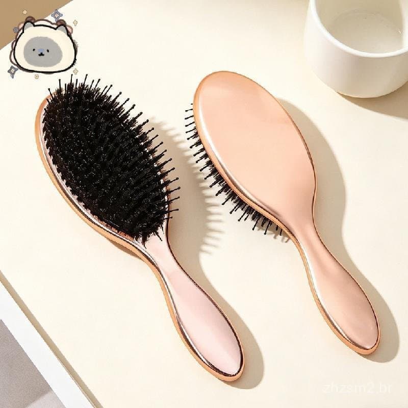 Escova de Cabelo de Cerdas de Javali, Suave para a Parte de Trás da Cabeça, Escova Macia para Modelar Cachos, Massagem n