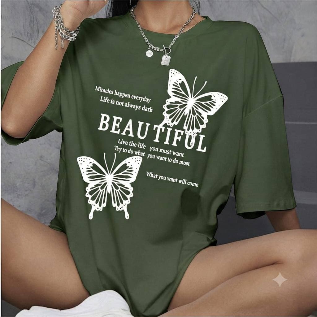 Camiseta Plus Size, Oversized Estampa Beautiful Borboleta, Delicada, 100% Algodão