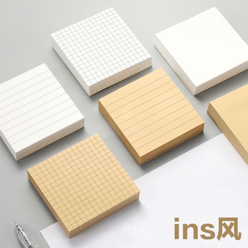 Notas adesivas com forte aderência, removíveis e reutilizáveis, papel de anotações criativo para escritório, estilo quad