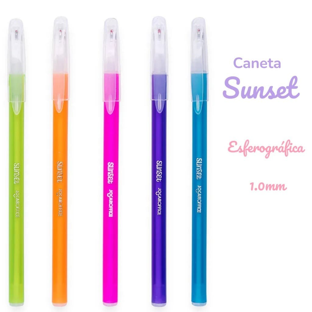 Caneta Esferografica Sunset 1.0mm Kit 5 ou 10 Unidades Jocar Office - Material Escolar, Escritório