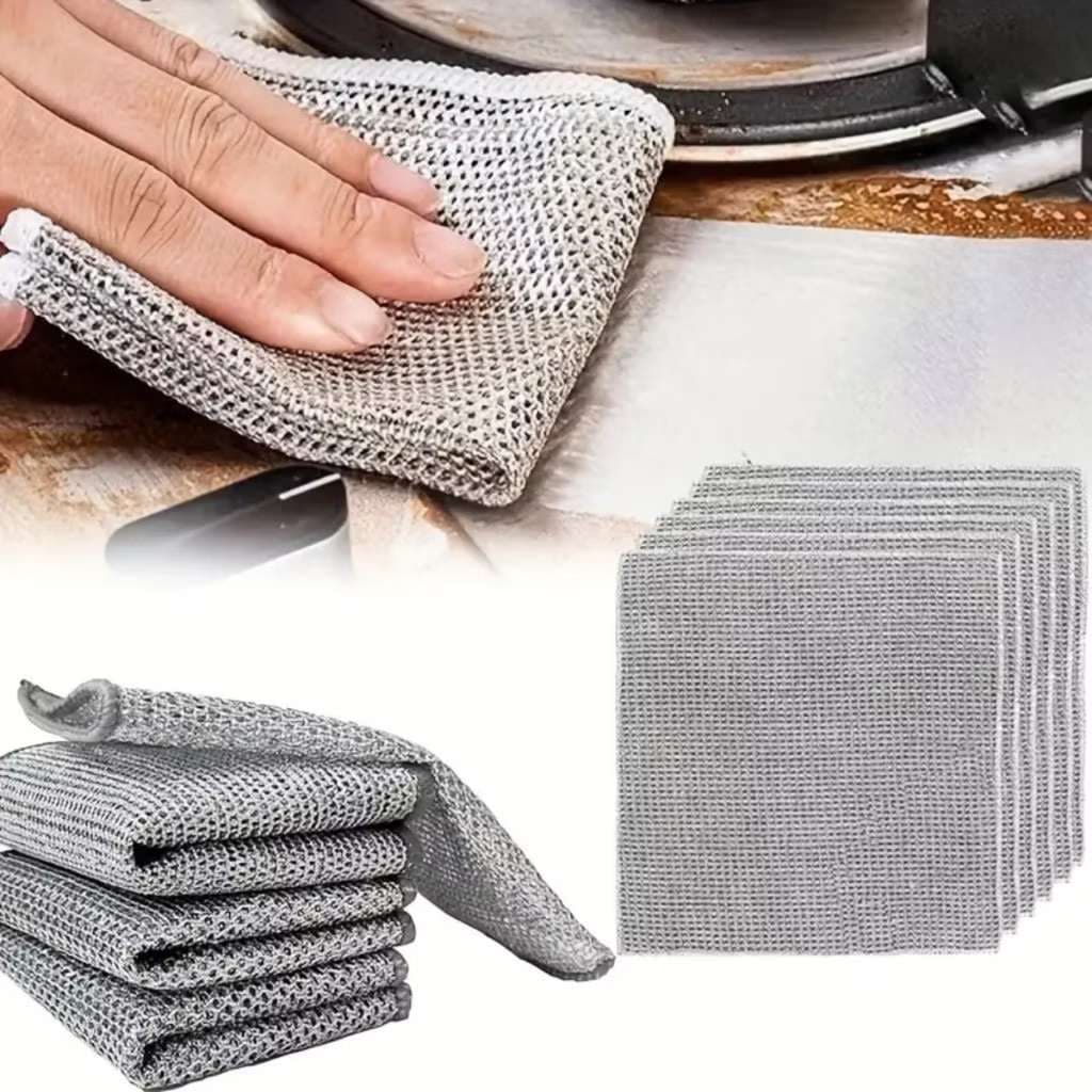 Pano de Fios Metálicos Espesso, Substituto da Esponja de Aço, Fácil de Limpar e Secar Rápido