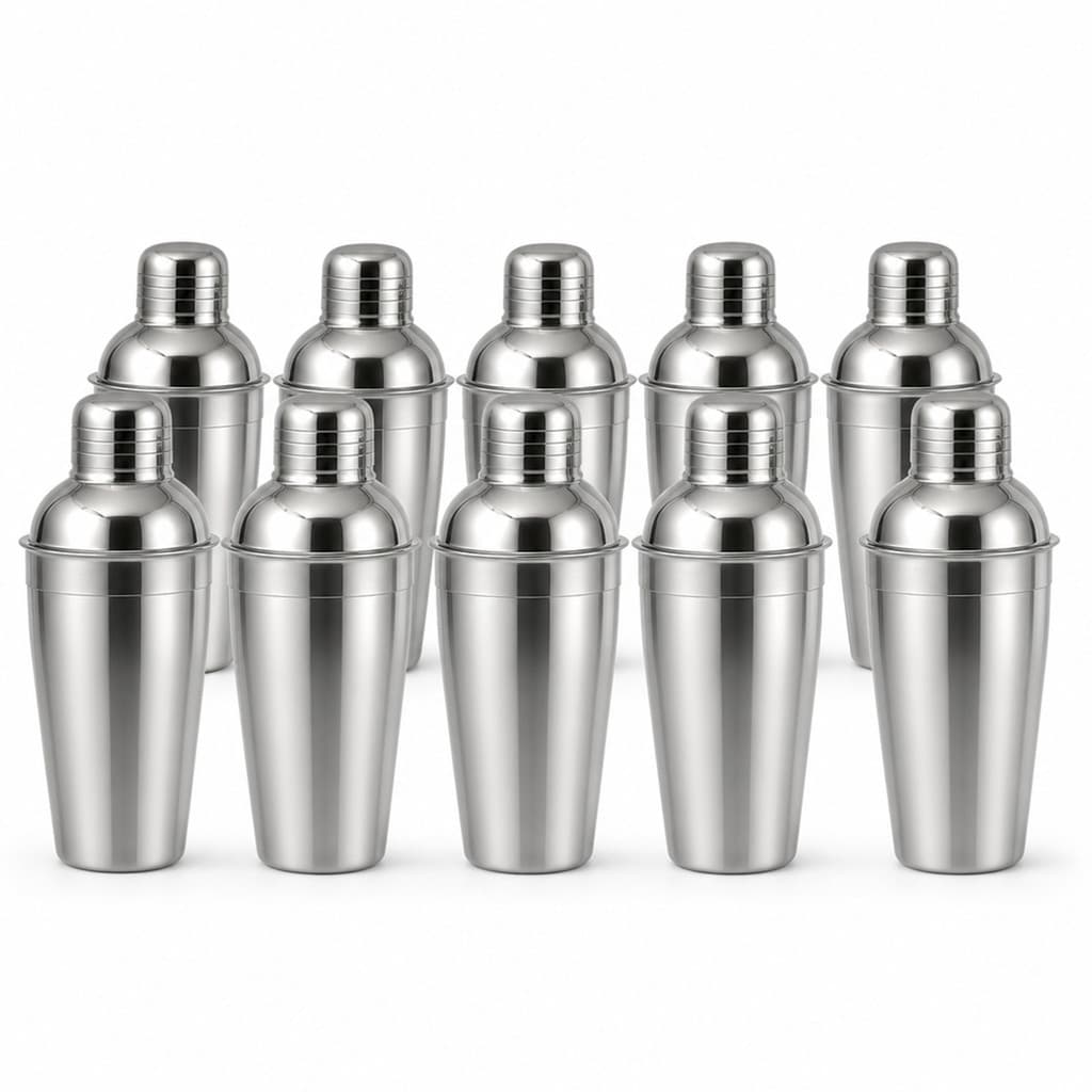 Kit 10 Coqueteleiras Profissionais Inox Para Drinks Bar Restaurante Cafeteria Hamburgueria