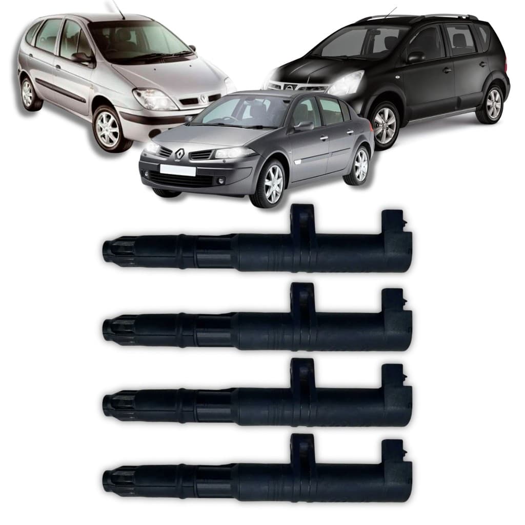 Kit 4 Bobina de Ignição Megane Scenic Livina Logan Sandero