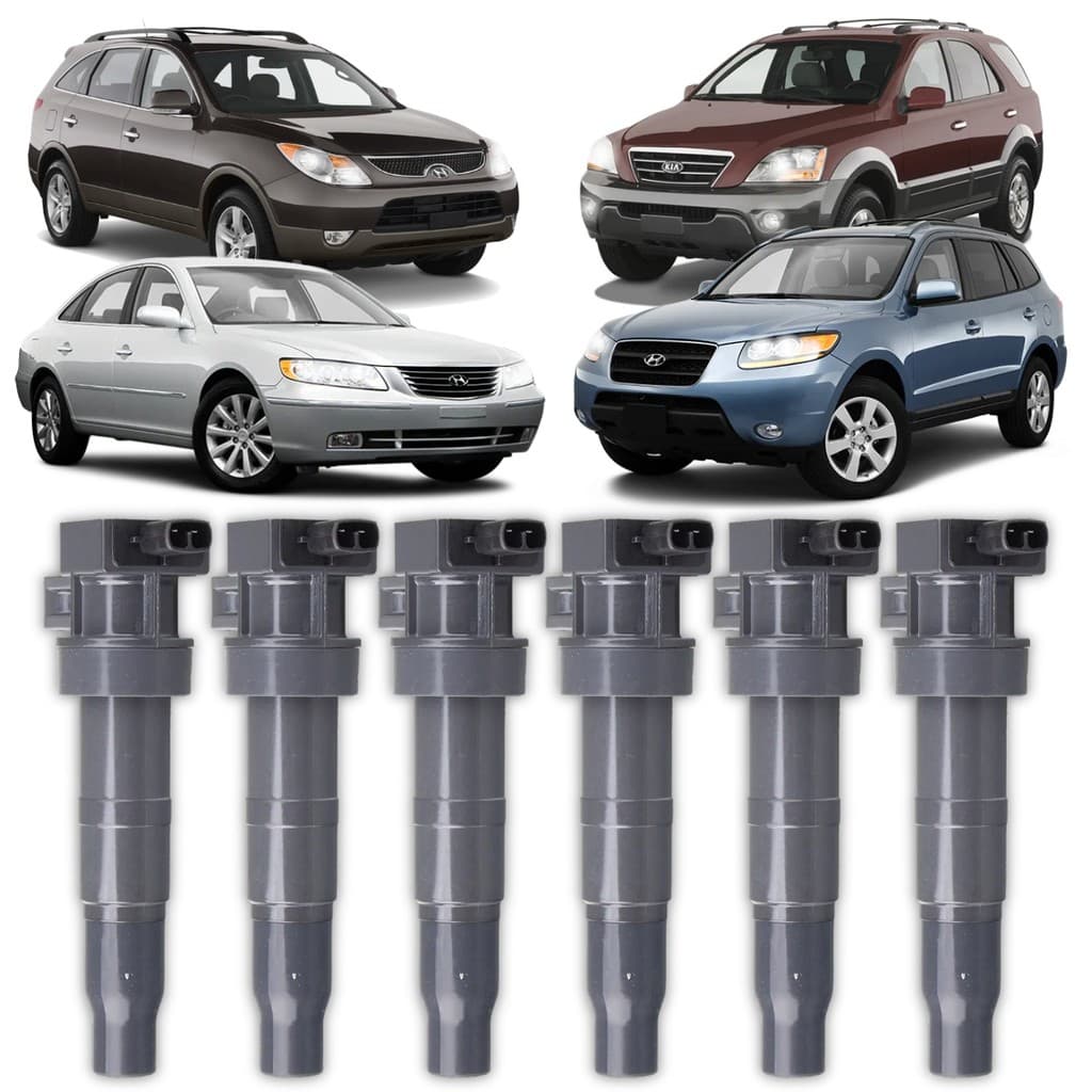Kit 6 Bobina Ignição Azera Santa Fé Veracruz V6 Kia Sorento