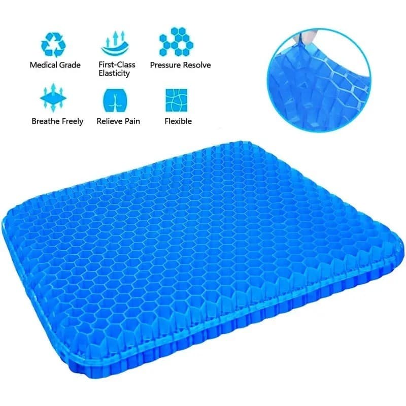 Almofada de gel colorida para assento, almofada de gel colorida em formato de favo de mel de grande tamanho para carro,