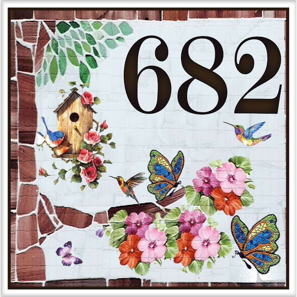 Numero azulejo personalizado casa passarinhos