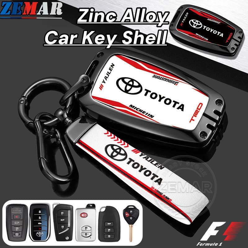 Capa de Chave de Carro Estilo Corrida em Liga de Zinco para Toyota, Protetor Inteligente, Acessórios de Moda para Coroll