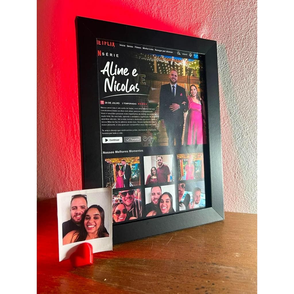 Quadro Personalizado Netflix + Porta Polaroid Coração de Brinde ️