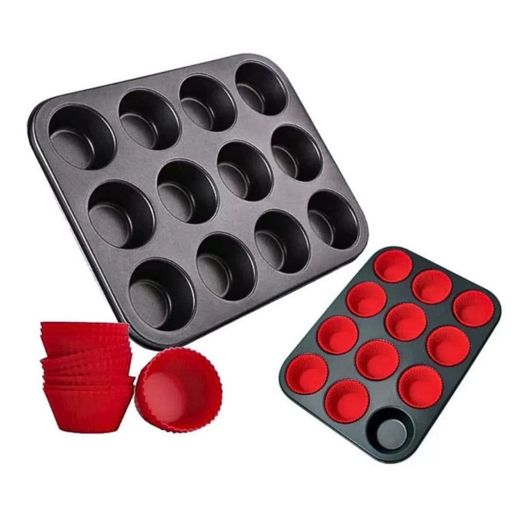 Forma De Cupcake Antidaderente 12 Cavidades Com Forma De Silicone Bolinho Muffin Empada