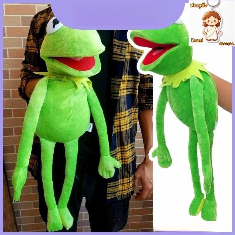 Novo Boneco de Mão Grande Kermit o Sapo de 60cm, Brinquedo de Pelúcia Macio para Crianças, Presente de Natal