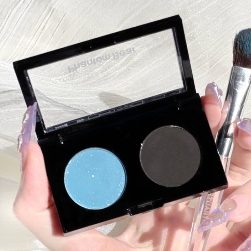 [Estoque pronto] Sombra de duas cores Phantom Bear azul preto branco Mini sombra de 2 cores perolada fosca pequena WJG
