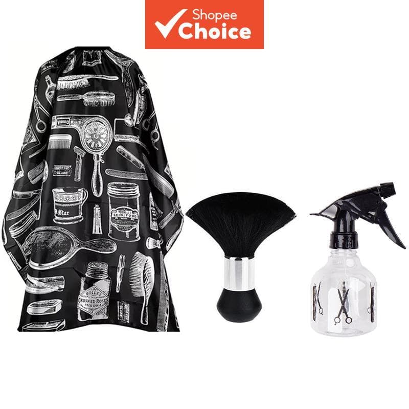 Conjunto De Capa De Corte De Cabelo De Grau De Salão Com Escova De Pescoço E Frasco De Spray-Estilo Profissional Ajustáv