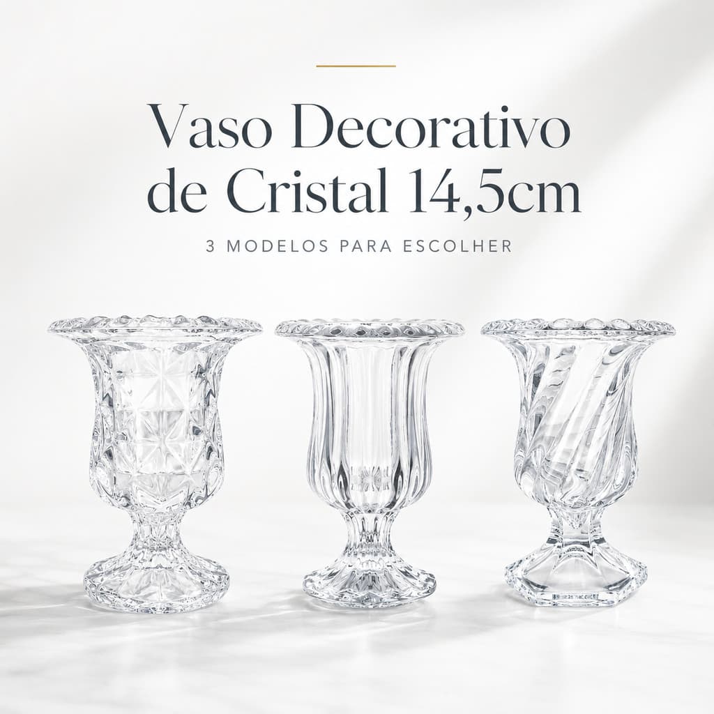Vaso Decorativo Cristal 14,5cm para Flores Mesa Posta