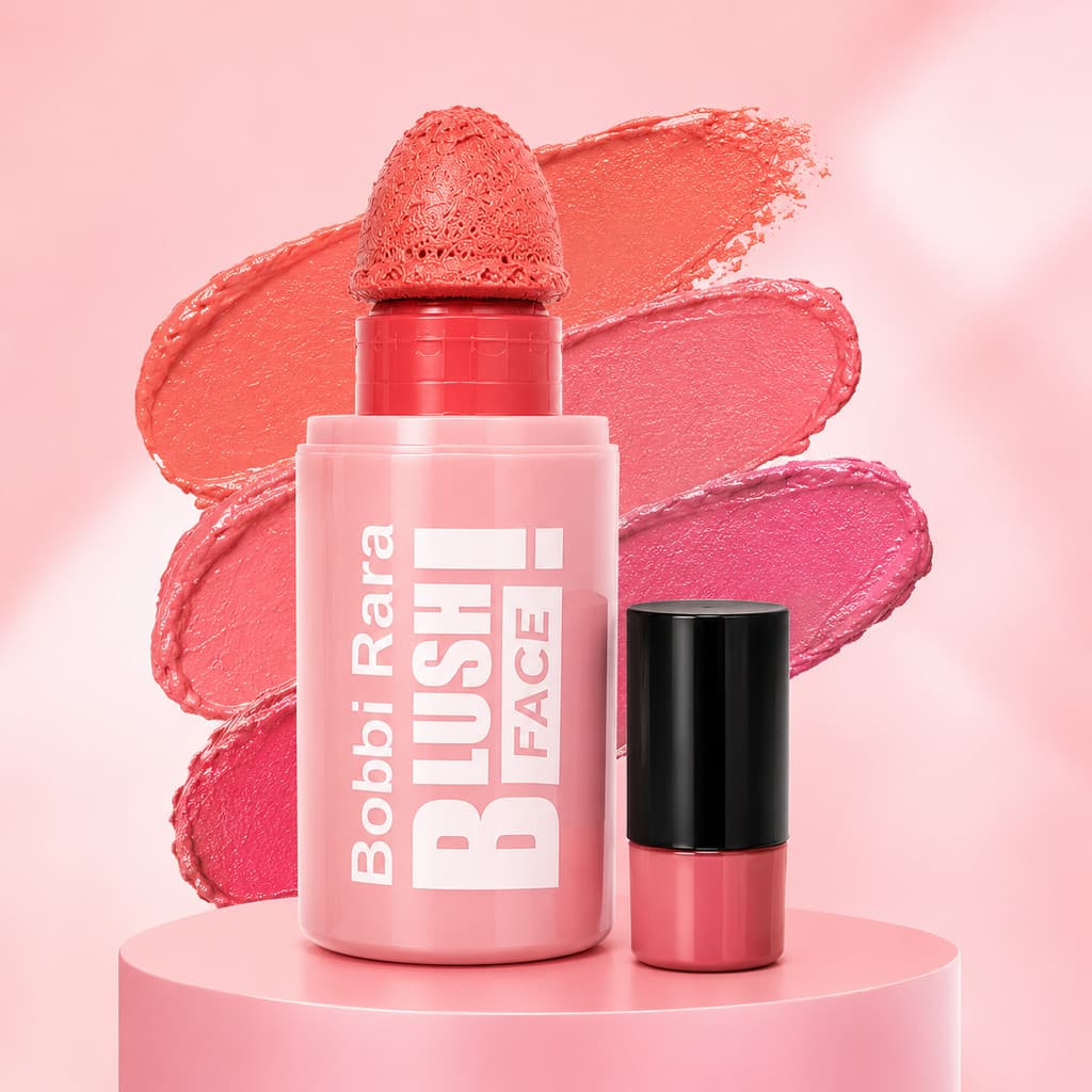 Kit 6 Blush Líquido Esponjinha Bobbi Rara Para Lábios e Bochechas Efeito Natural, Alta Pigmentação e Longa Duração