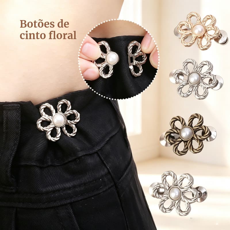 2 Pçs Botões De Cinto Floral Fivela De Metal Ajustável Para Calças Adequadas E Saias Acessórios