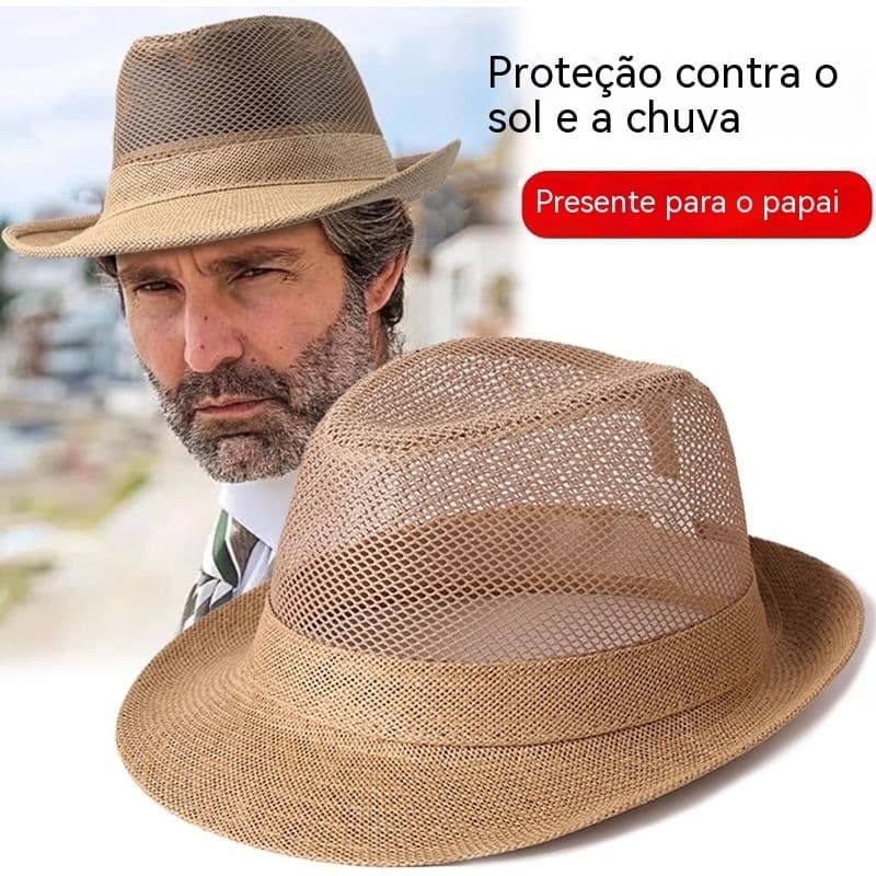 Chapéu masculino verão guarda-sol chapéu verão Casual malha respirável protetor solar chapéu de palha