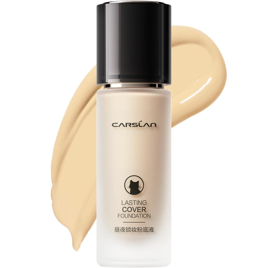 Base de Maquiagem CARSLAN Lasting Cover, Cobertura Completa de Longa Duração 24H, Acabamento Matte, Sem Poros, Leve, À P