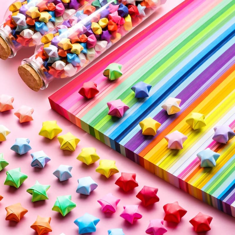 Conjunto de Papel Origami em Forma de Estrela com 1350 Peças e Cores em Degradê para Artesanato Criativo 8945 QHHA