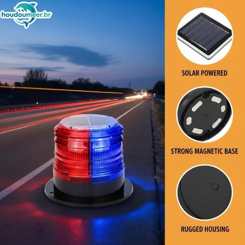 HOUDO 1 Pçs Luz Verde Carro Estroboscópio Movido A Energia Solar LED Aviso Farol Magnético Alarme De Telhado Para Parada