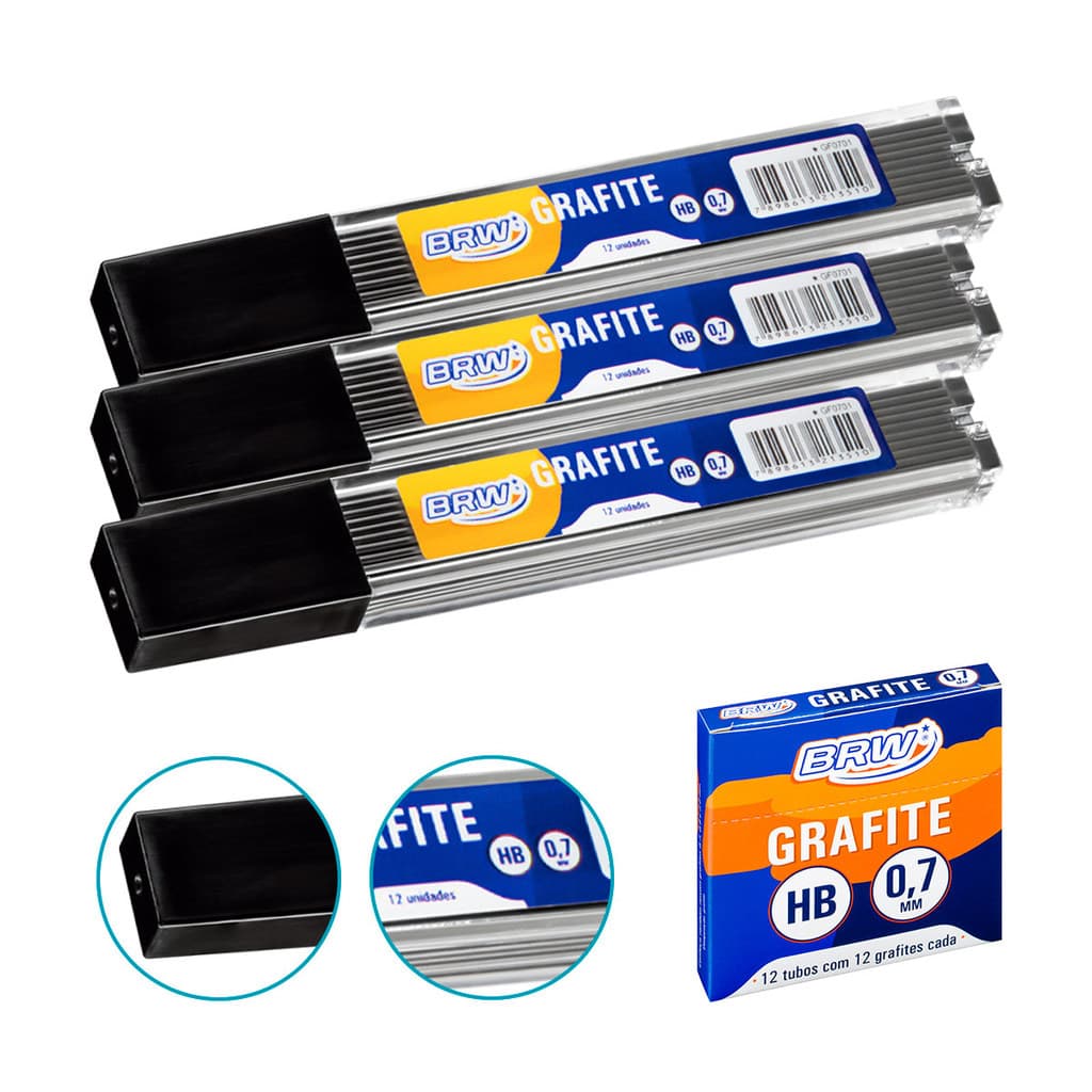 Kit 3 Tubos de Grafite HB 0,7mm para Lapiseiras em Desenho, Escrita e Uso Cotidiano
