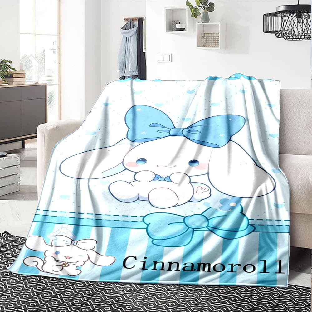 Cobertor Estampado Sanrio Cinnamoroll Decoração De Casa Para Quarto , Sala De Estar , Sofá-Cama , De Flanela Macio