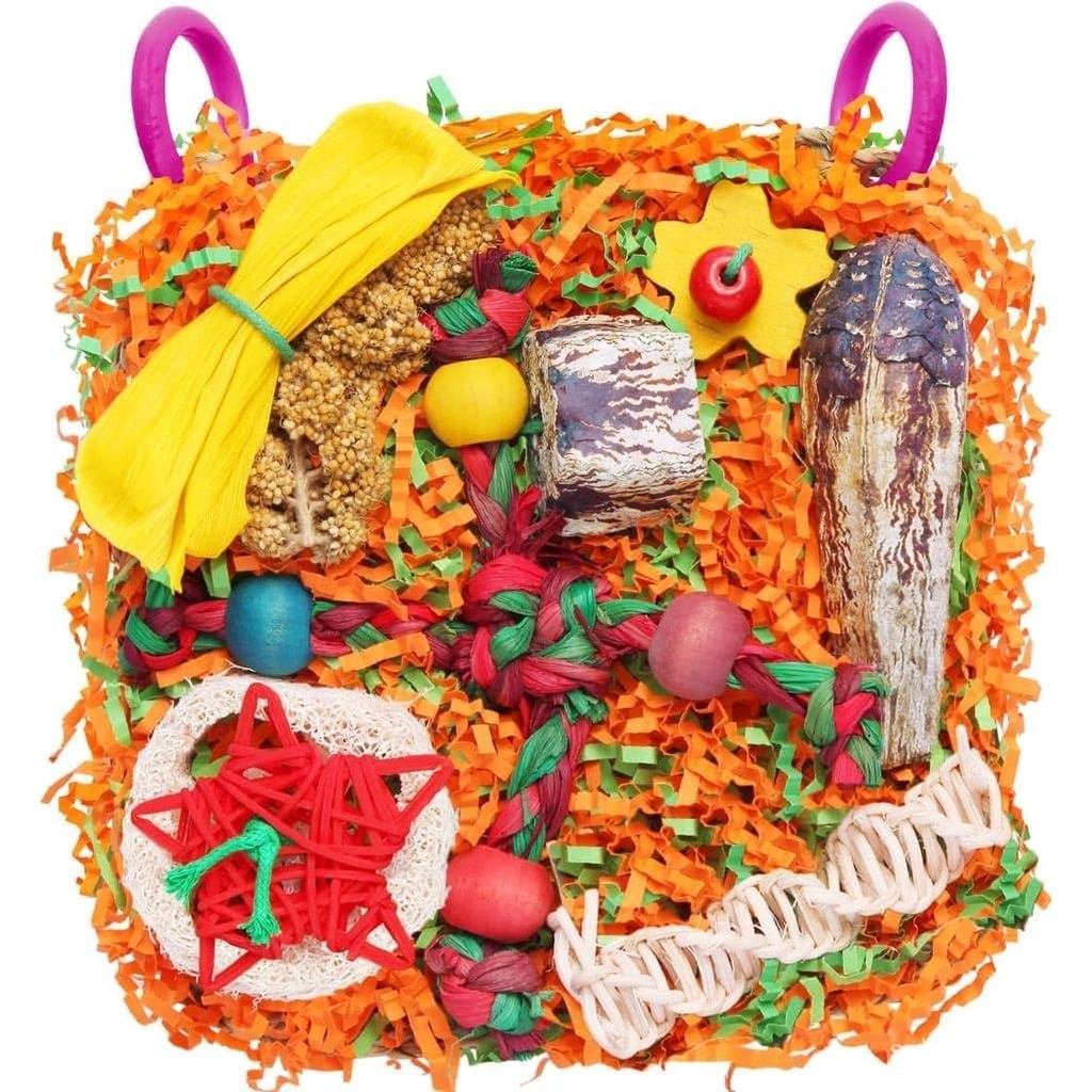 Brinquedos para Pássaros Pequenos e Médios - Brinquedos Naturais para Forrageamento e Destruição, para Pendurar na Gaiol