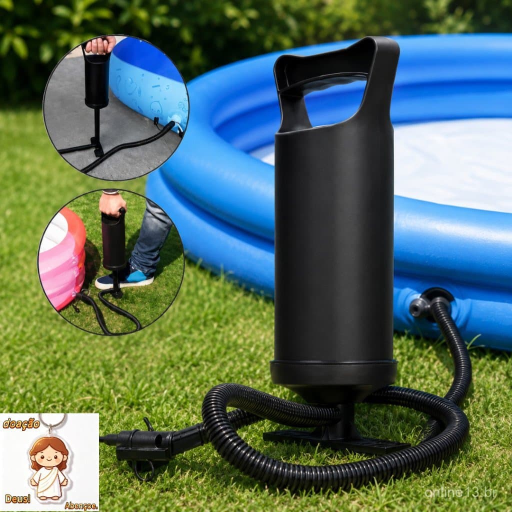 Bomba De Ar Manual 30 cm Inflador Portátil Dia a Dia Para Piscinas, Boias e Colchões