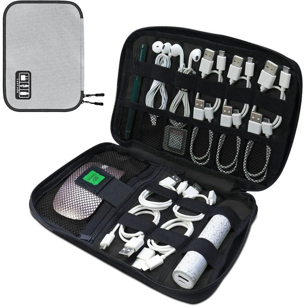 Organizador de Cabos Luxtude para Viagem, Bolsa Organizadora de Cabos Planos, Organizador Portátil para Eletrônicos, Ess