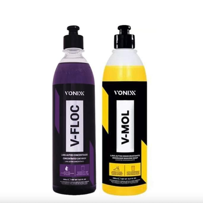 Kit Vonixx V-FLOC + V-MOL 500ml ou 1,5L Shampoo Neutro Desengraxante Lavagem Automotiva