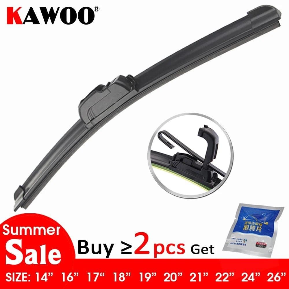 Lâmina De Limpador De Carro Universal KAWOO J-Hook Macio Sem Moldura De Borracha Suporte Limpadores De Para-Brisa De 14