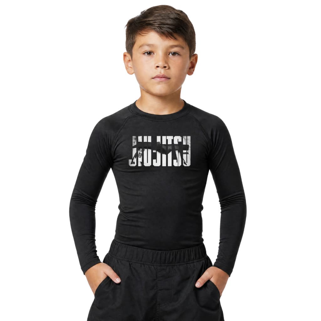 Camisa Rash Guard Manga Longa Infantil Proteção Solar fator 50+ Jiu Jitsu MMA Muay Thay Esportes academia