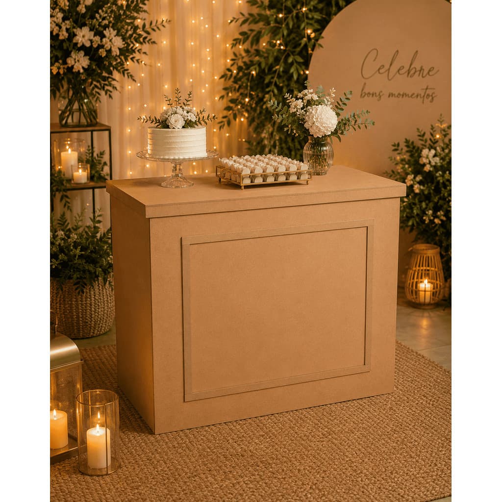 Mesa Fake Desmontável em MDF Cru para Decoração de Festas e Eventos