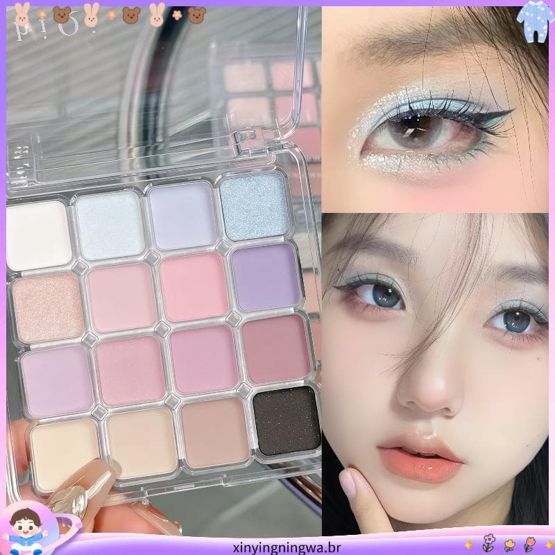 Estilo coreano 16 cores quadrado dezesseis meninas sombra atmosfera paleta fosco perolado puro desejo fosco fumado estu
