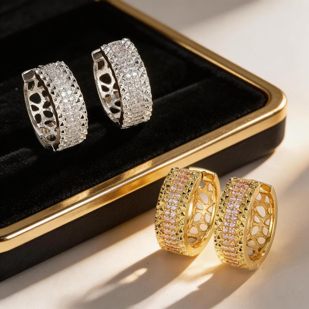 Brincos De Argola Luxuosos Dourados E Prateados , Punho De Orelha Com Diamante Brilhante , Acessórios Elegantes , Presen