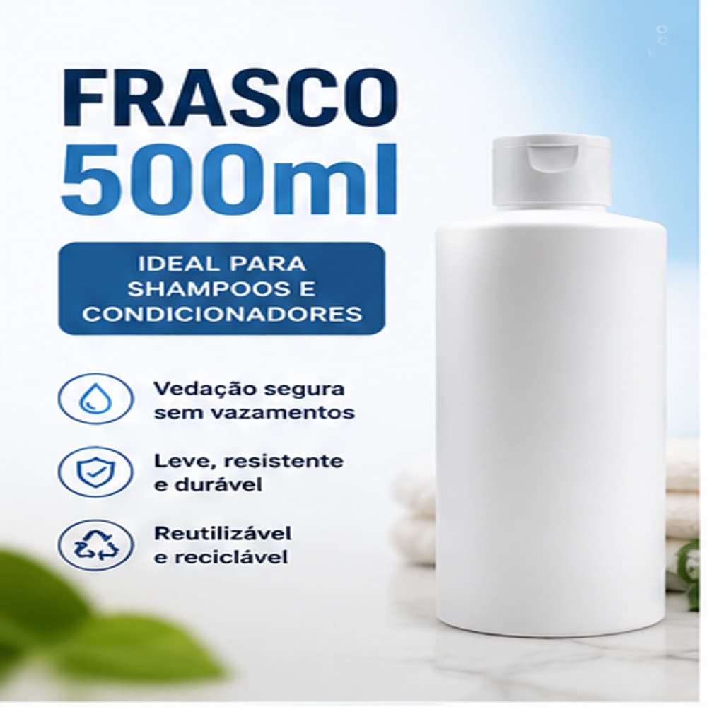 Kit Frascos Branco 500ml  100 0u 250un Tampa DiskTop Rosca 28/410 ideal para cosmeticos